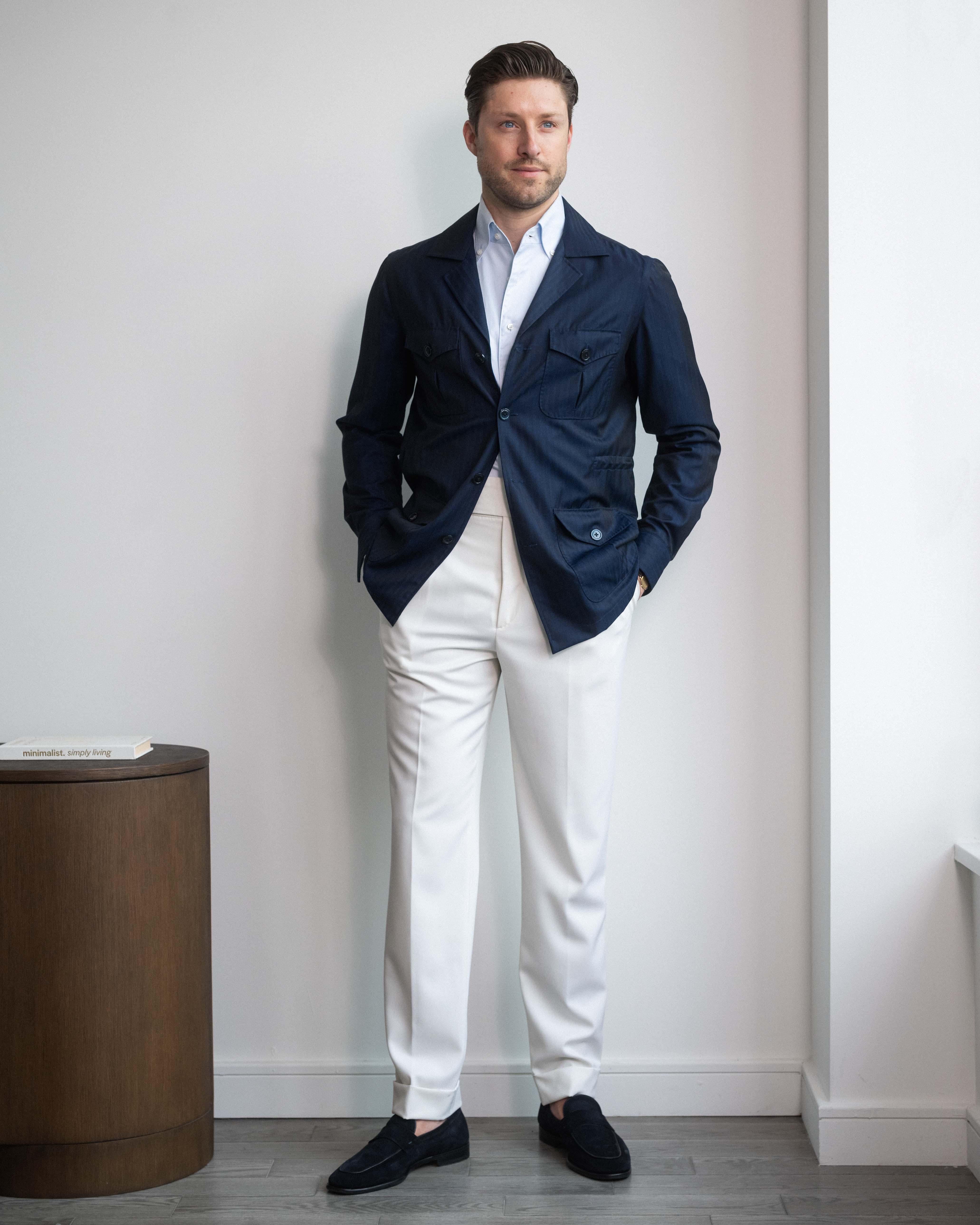 Ivory Barathea Wool Signature trousers