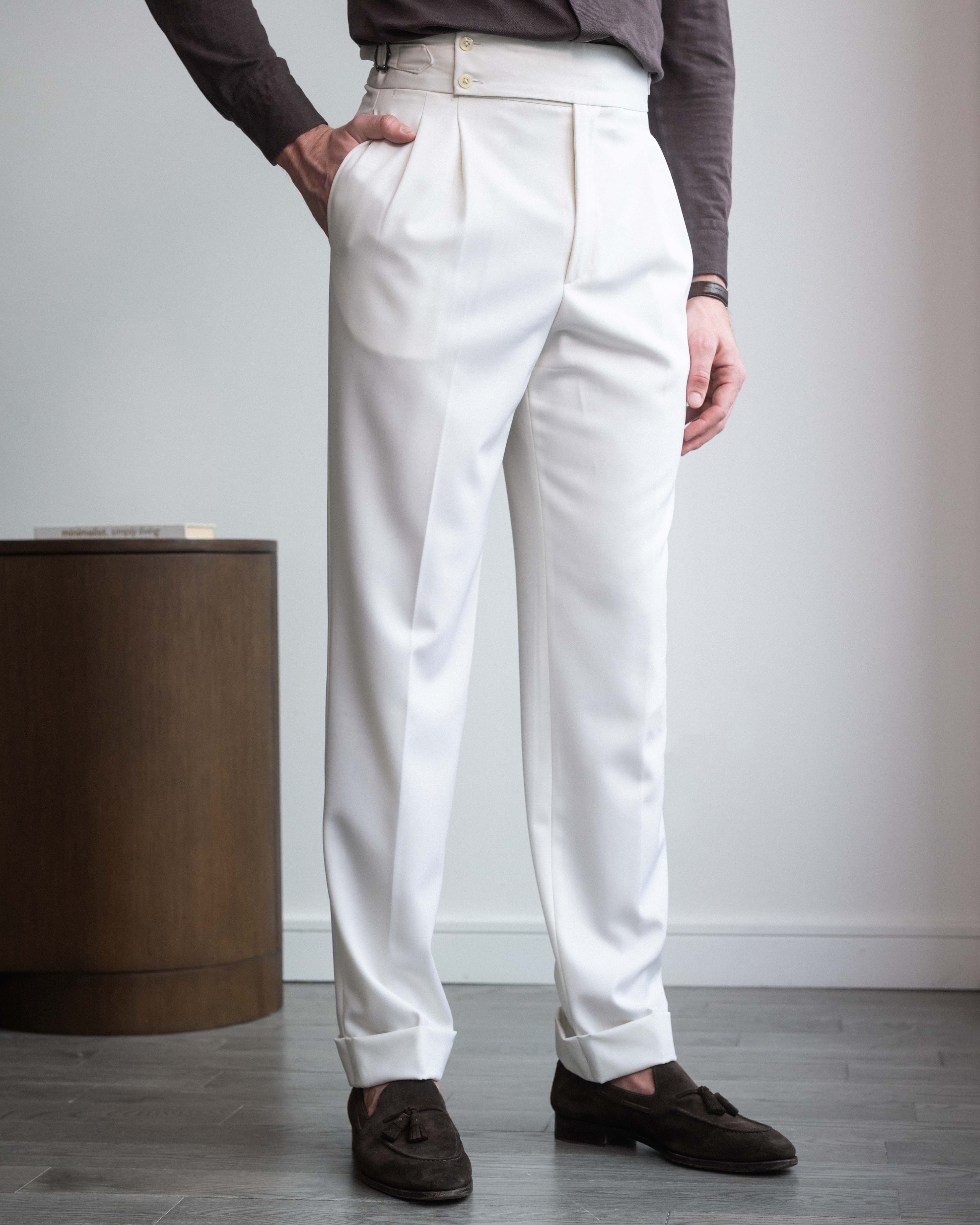 Ivory Barathea Wool Signature trousers