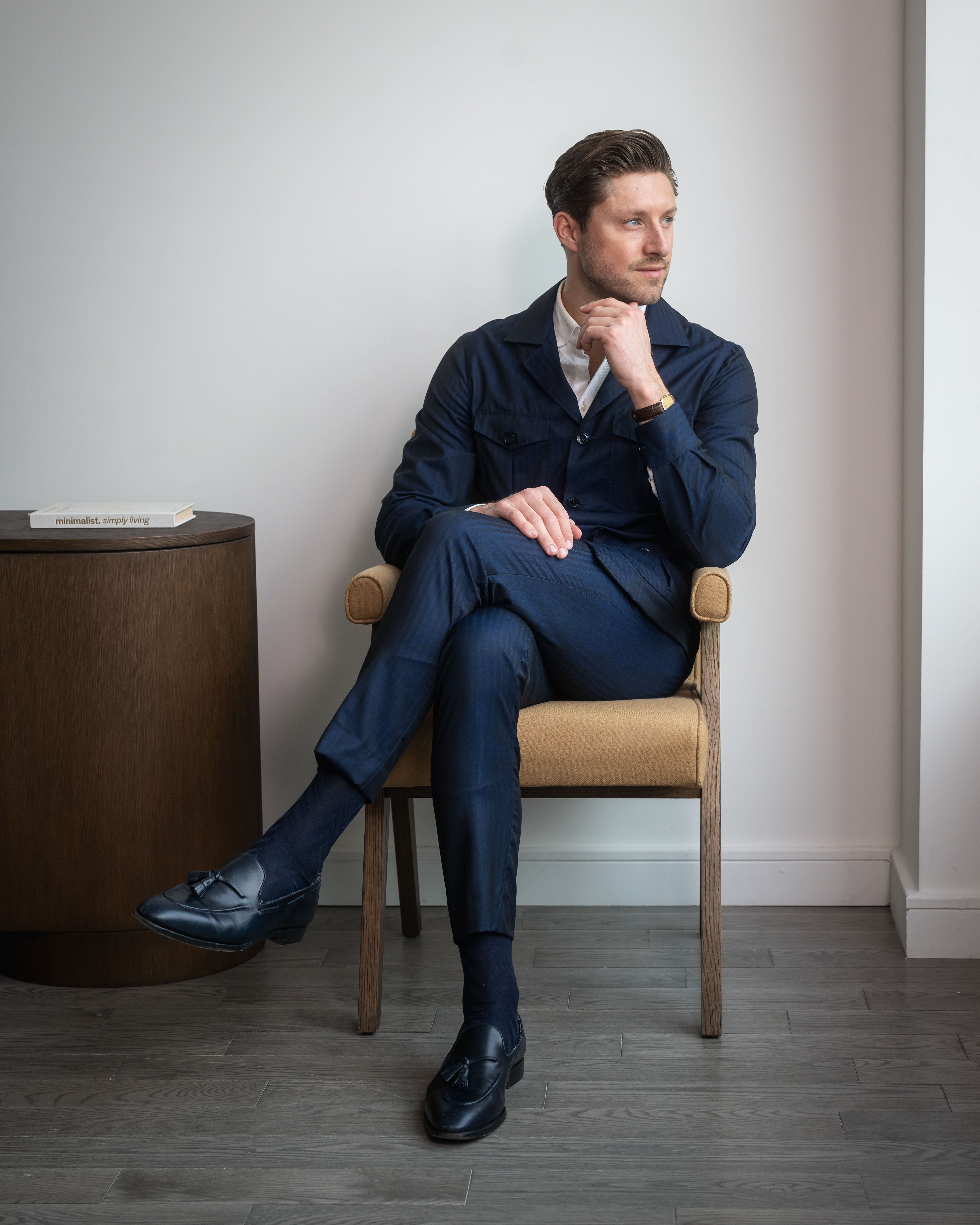 Navy Solaro Signature Trousers