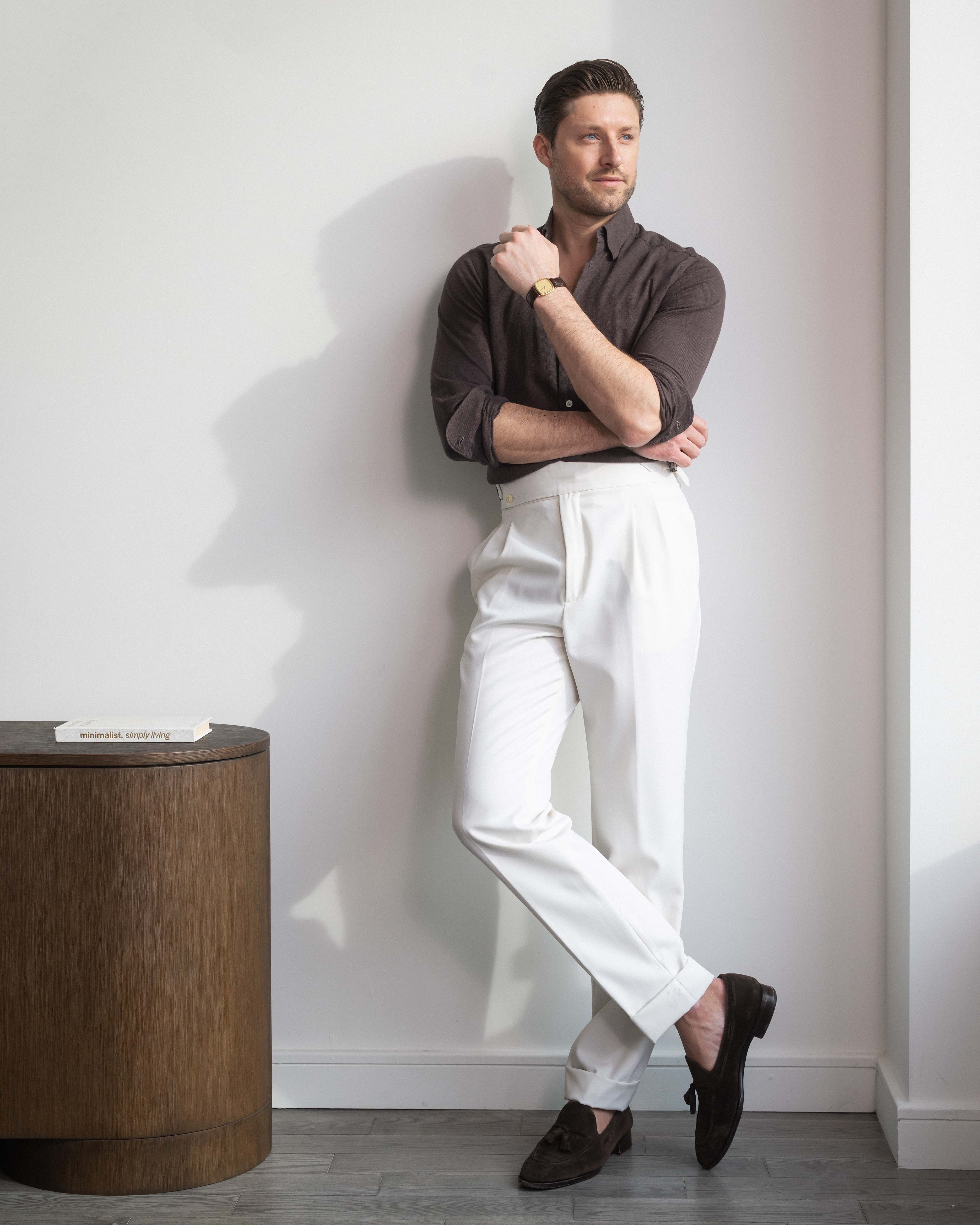 Ivory Barathea Wool Signature trousers